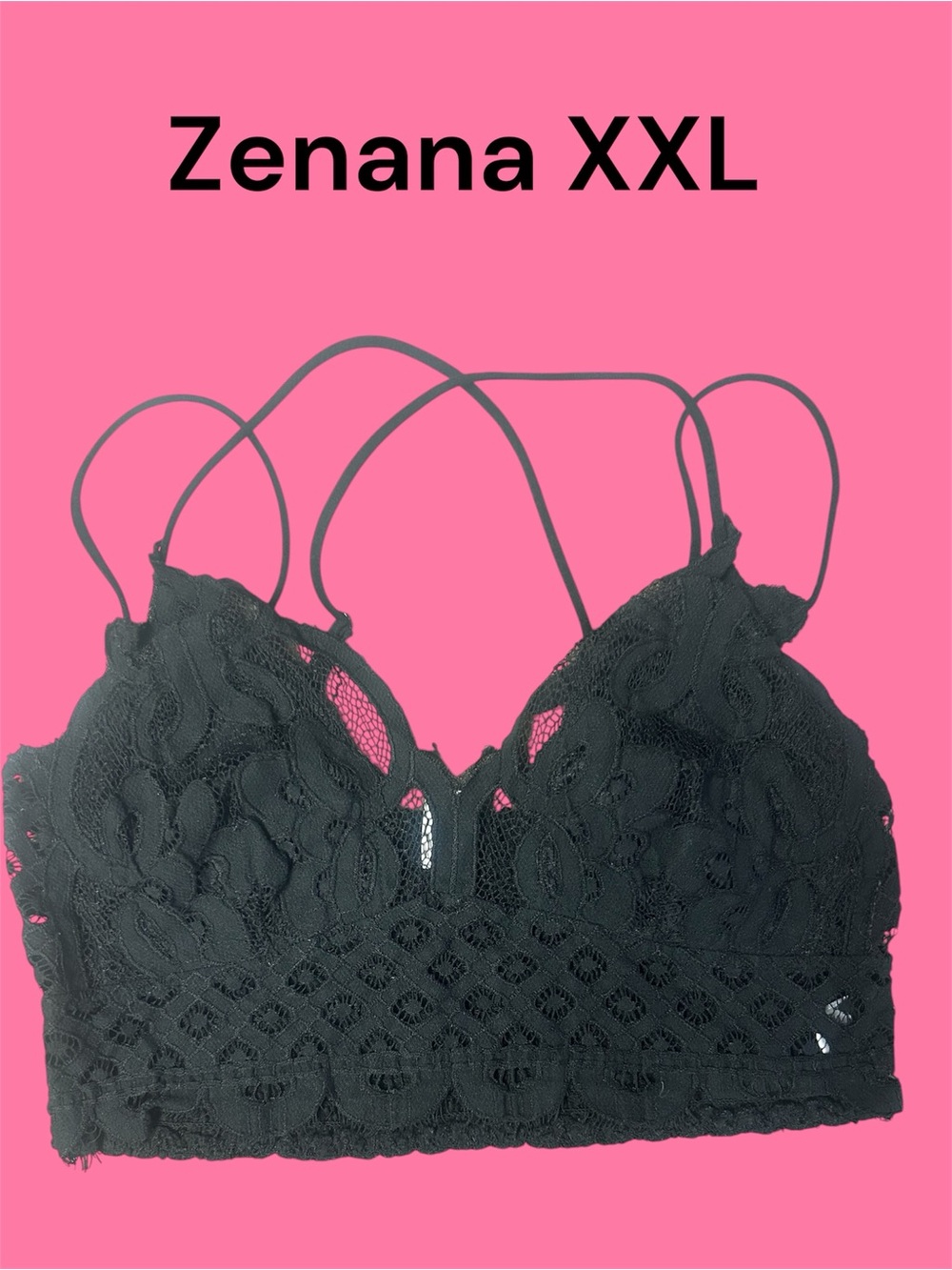 Zenana Outfitters Black Lace Longline Bralette - XXL